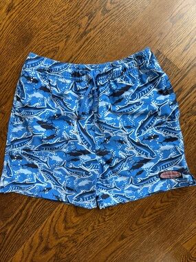 Vineyard Vines Blue Shark Print Swim Trunks